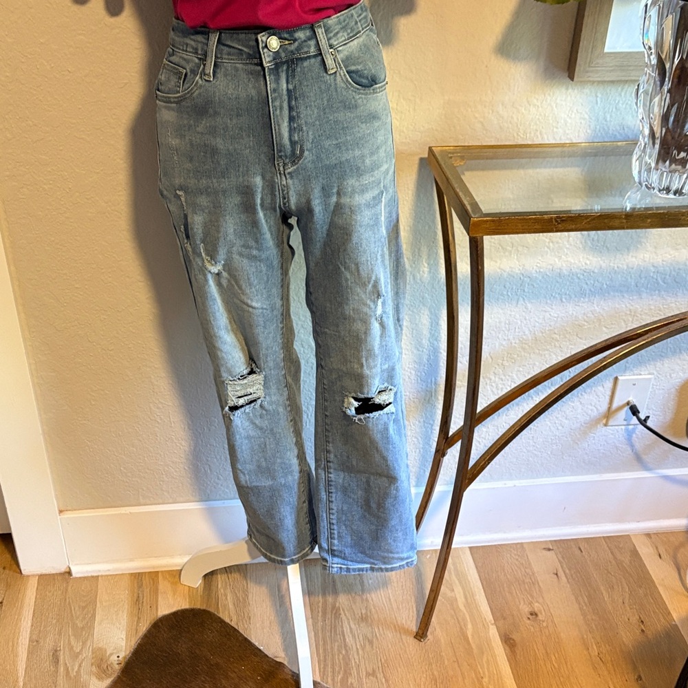 Mid rise, Distressed stretch denim jeans, size 27